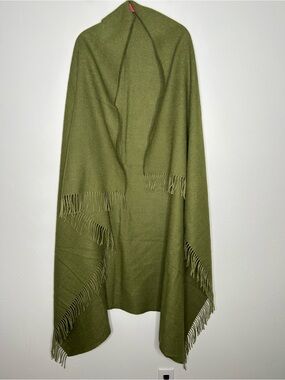 Alicia Adams Alpaca Solid Hunter Olive Green Throw Blanket Shawl Wrap 50"x65"